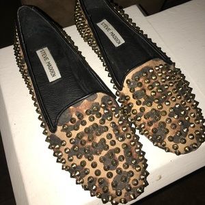 7 1/2 Steve Madden Leopard Print spiked loafers
